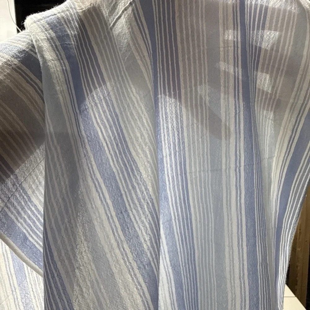 Paul & Shark Yachting Men's Scarf Blue Striped Silk Cotton Italy Fringe 14